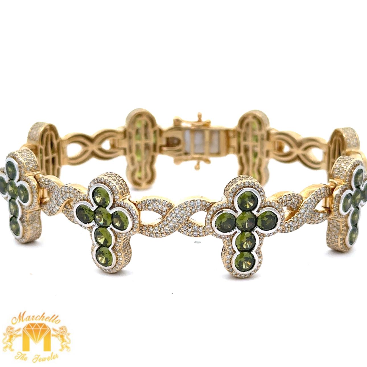 10k yellow gold and diamond Cross Bracelet