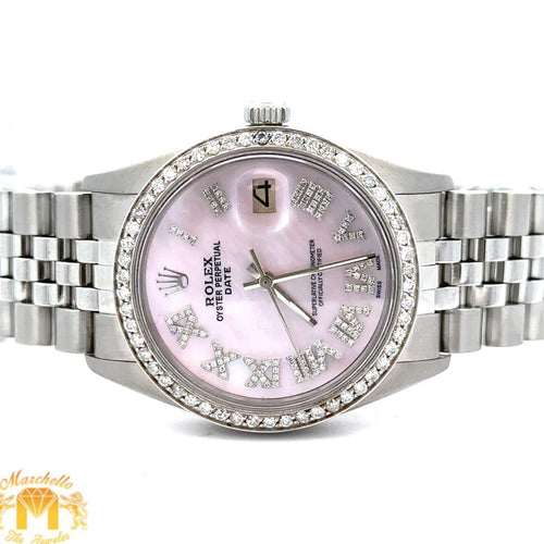 34mm Rolex Watch with Stainless Steel Jubilee Band