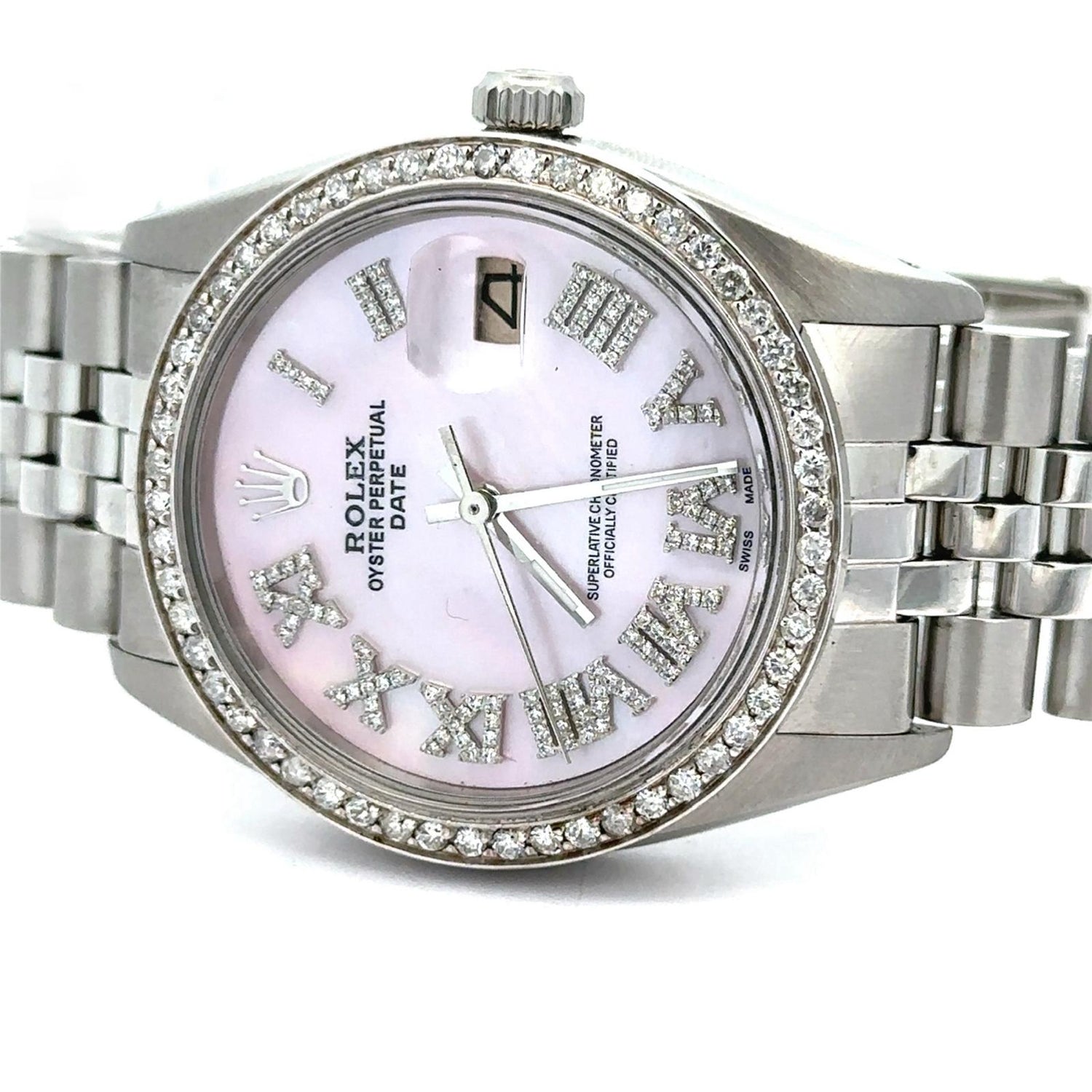 34mm Rolex Watch with Stainless Steel Jubilee Band