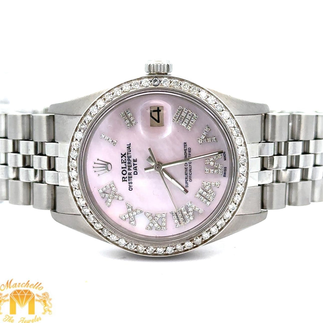 34mm Rolex Watch with Stainless Steel Jubilee Band