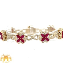 Load image into Gallery viewer, 14k yellow gold and diamond Flower Bracelet