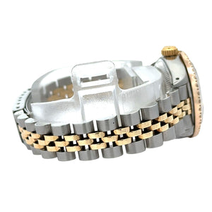 26mm Rolex Ladies` Watch with two-tone jubilee band (custom diamond bezel and dial)