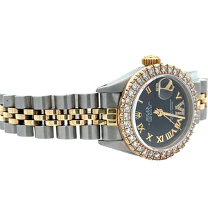 26mm Rolex Ladies` Watch with two-tone jubilee band (custom diamond bezel and dial)