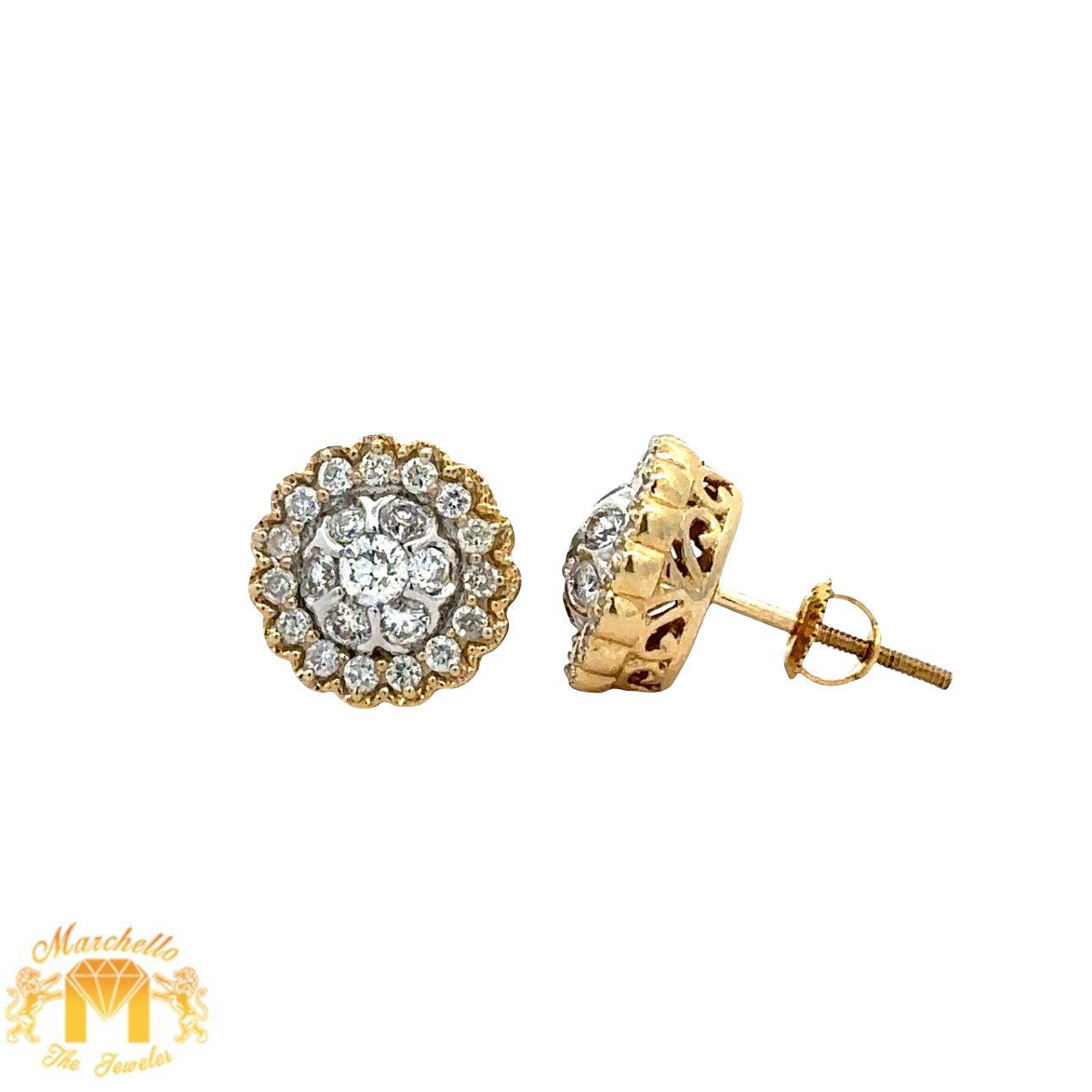 14k yellow gold and diamond Earrings
