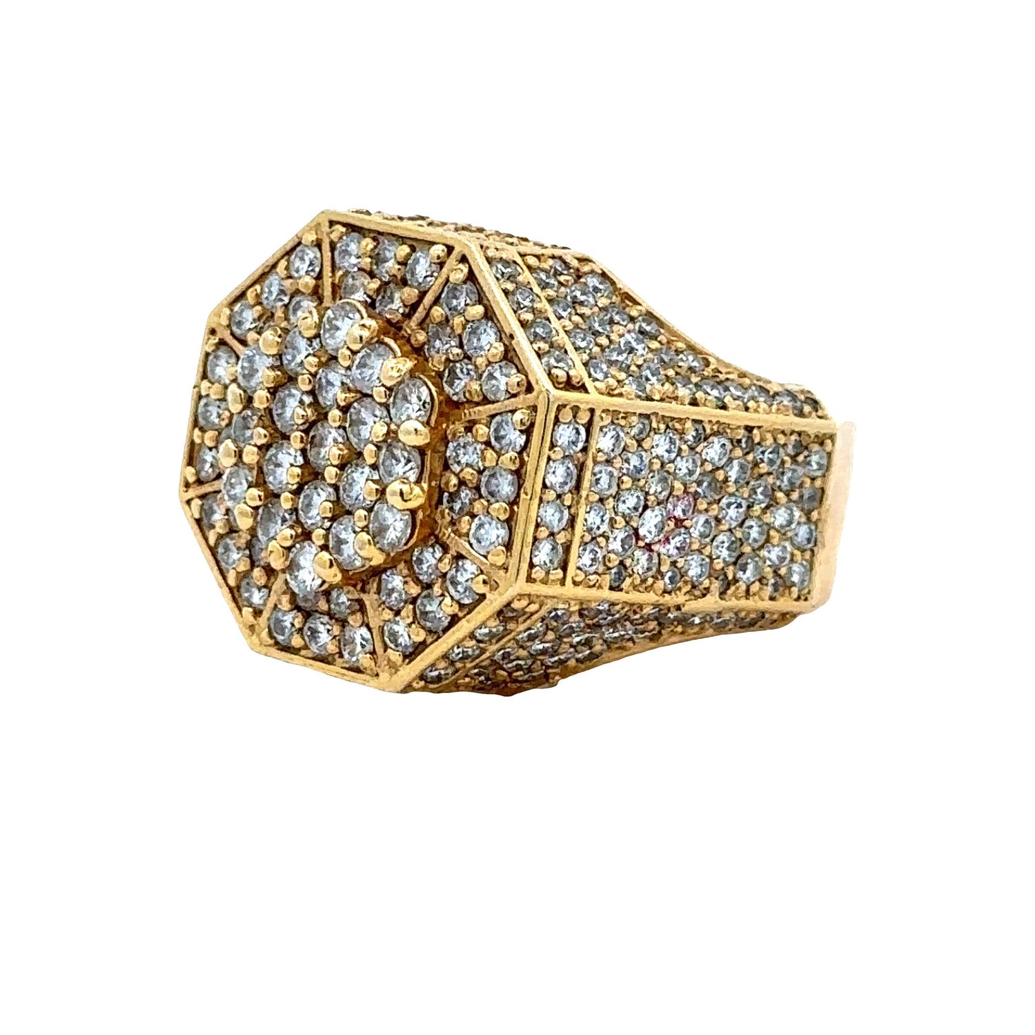 14k yellow gold and diamond Men`s Ring with Round diamonds