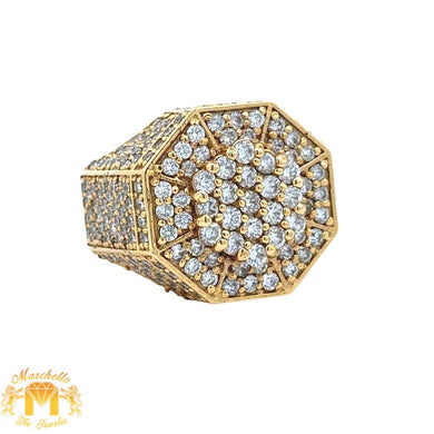 14k yellow gold and diamond Men`s Ring with Round diamonds