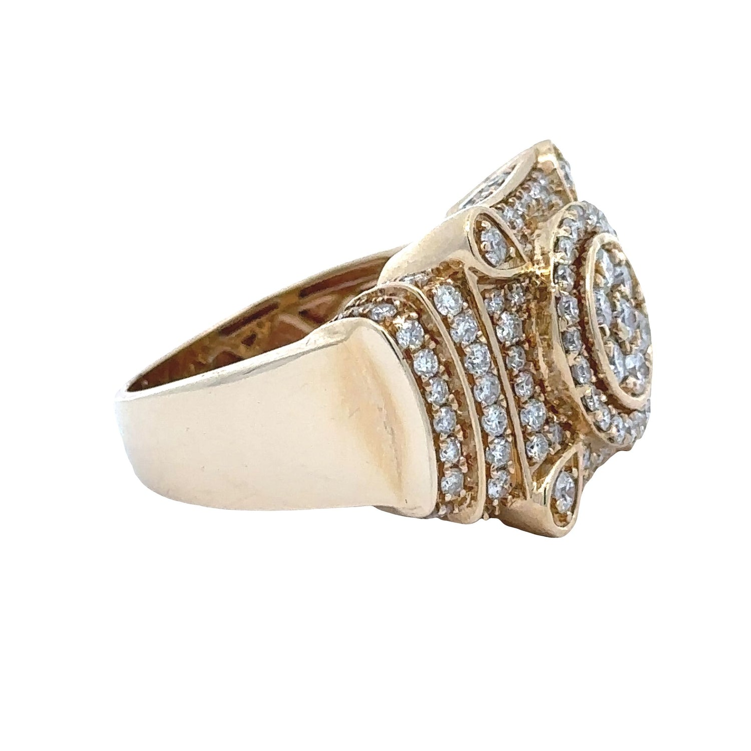 14k yellow gold and diamond Men`s Ring with Round diamonds