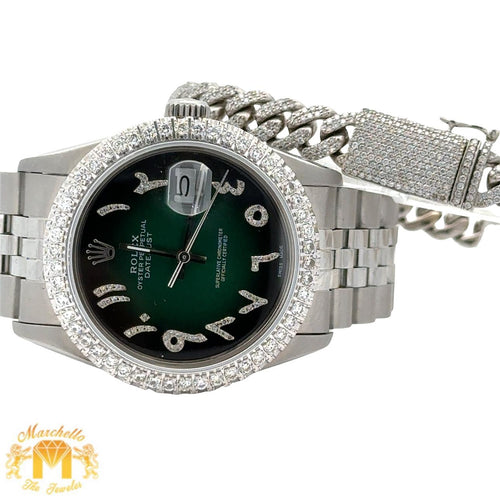 36mm Rolex Watch with Stainless Steel Jubilee Band + 14k white gold and diamond Bracelet (Father`s Day Special)