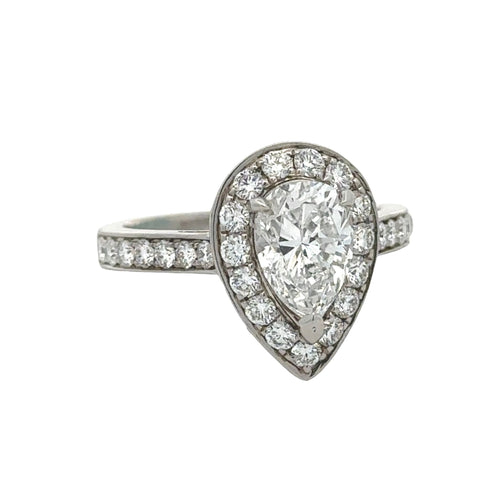 18k white gold and diamond Pear shape Engagement Ring