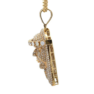 14k Yellow Gold and Diamond Jesus Pendant and Yellow Gold Cuban Chain