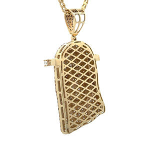 14k Yellow Gold and Diamond Jesus Pendant and Yellow Gold Cuban Chain