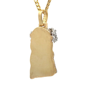Yellow Gold and Diamond Jesus Pendant and Yellow Gold Cuban Chain