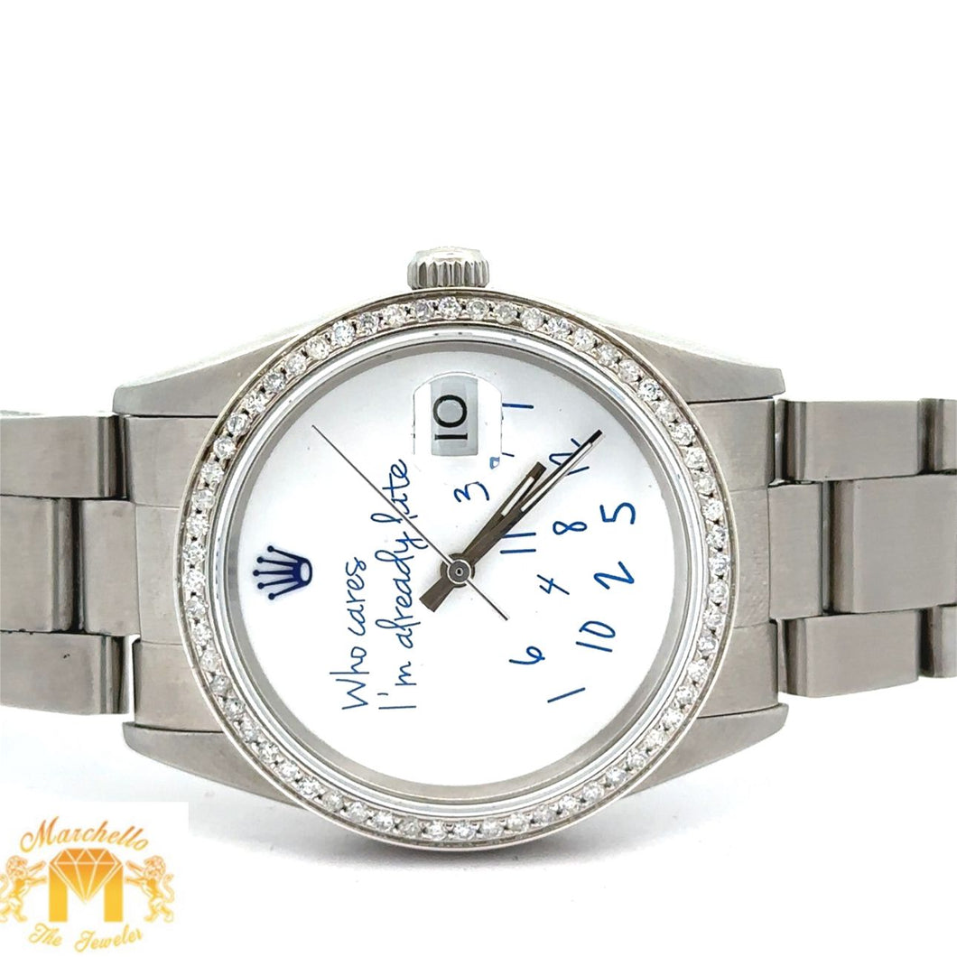 34mm Rolex Watch with Stainless Steel Oyster Band
