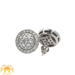 14k white gold and diamond Earrings with Round Diamonds