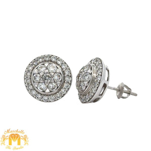 14k white gold and diamond Earrings with Round Diamonds