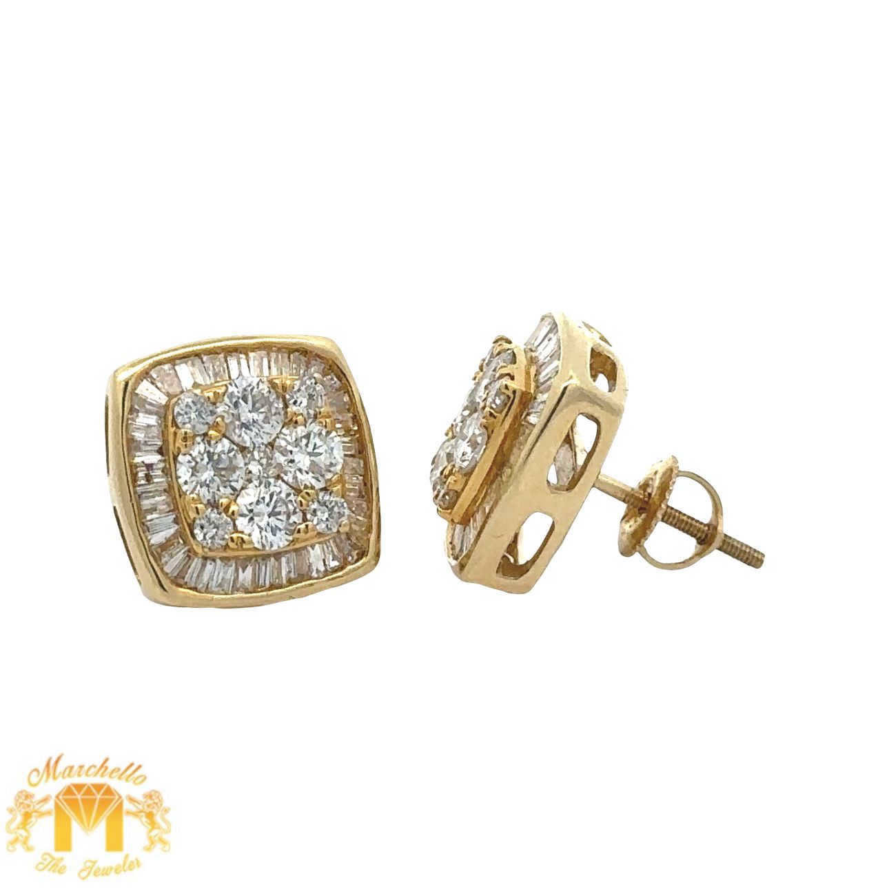 14k white gold and diamond Earrings with Round Diamonds