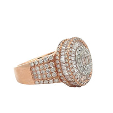 Load image into Gallery viewer, 14k Rose Gold and Diamond Men`s Ring with Baguette and Round Diamonds