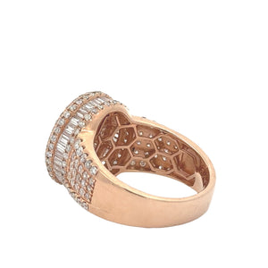 14k Rose Gold and Diamond Men`s Ring with Baguette and Round Diamonds
