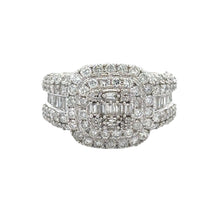 Load image into Gallery viewer, 14k white gold and diamond Men`s Ring with Baguette and Round Diamonds