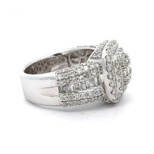 Load image into Gallery viewer, 14k white gold and diamond Men`s Ring with Baguette and Round Diamonds