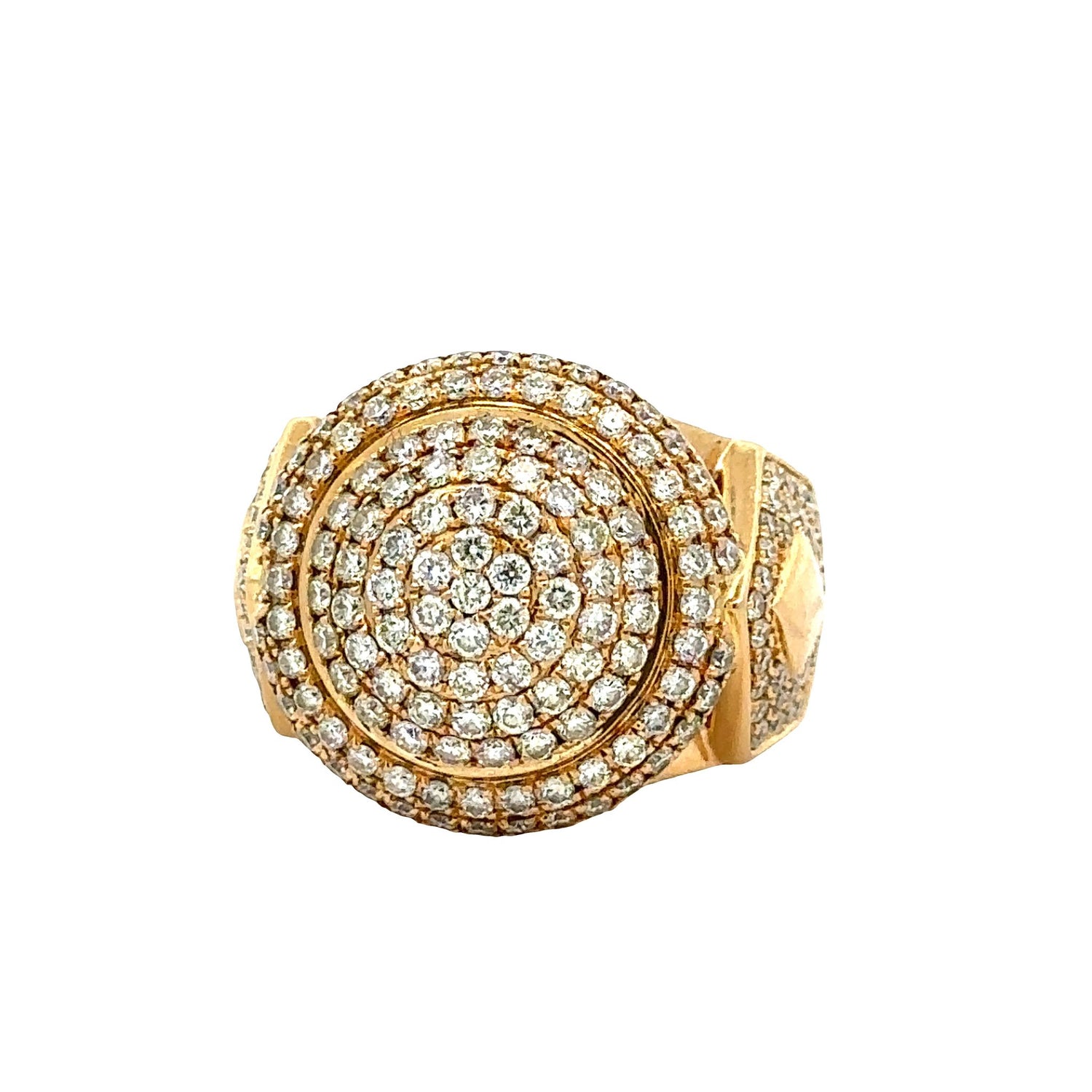 14k Yellow Gold Men's Diamond Ring | 2.50ct Round Natural Diamonds | Free Earrings & Gift