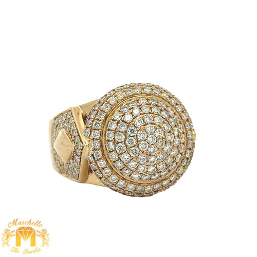 14k Yellow Gold Men's Diamond Ring | 2.50ct Round Natural Diamonds | Free Earrings & Gift