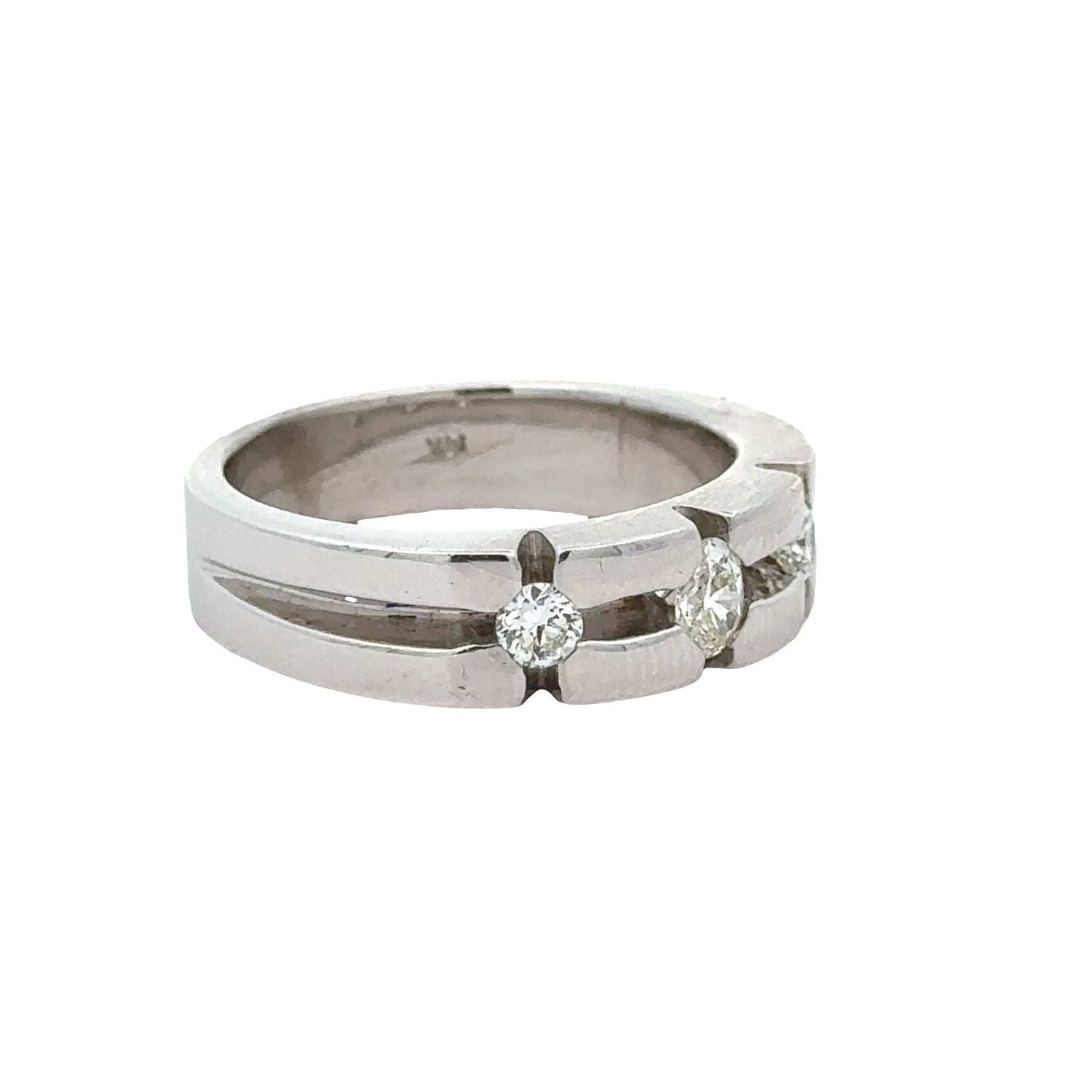 14k white gold and diamond Men`s Band