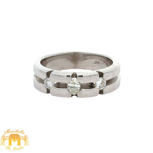 14k white gold and diamond Men`s Band