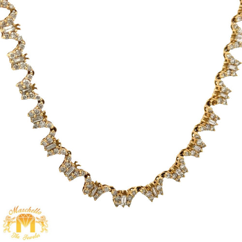 14k yellow gold and diamond Butterfly Necklace with round and baguette diamonds
