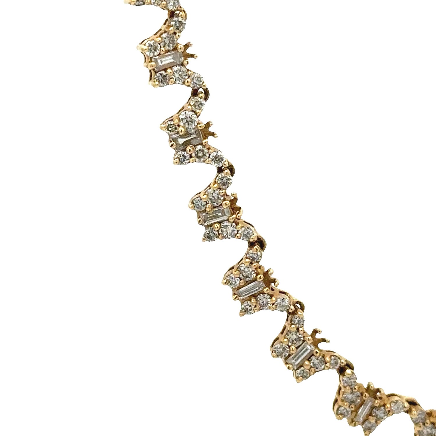 14k yellow gold and diamond Butterfly Necklace with round and baguette diamonds
