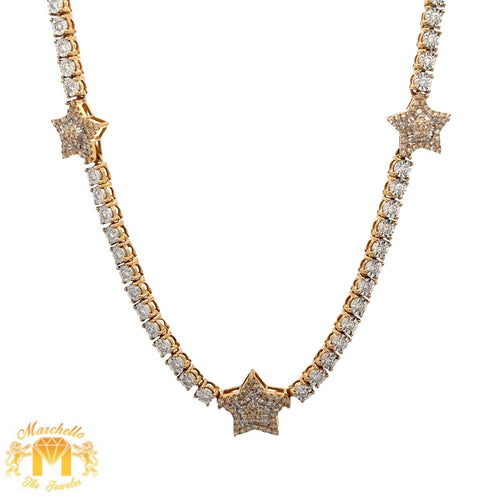 Yellow Gold and Diamond Star Tennis Necklace