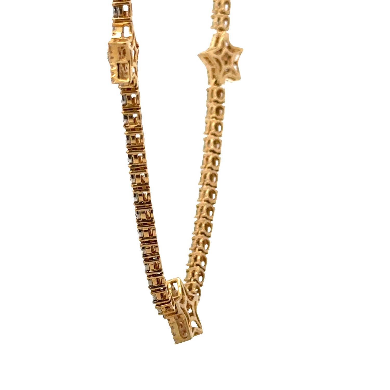 Yellow Gold and Diamond Star Tennis Necklace