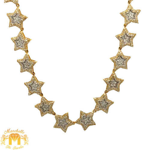 Yellow Gold and Diamond Star Necklace with Round Diamonds