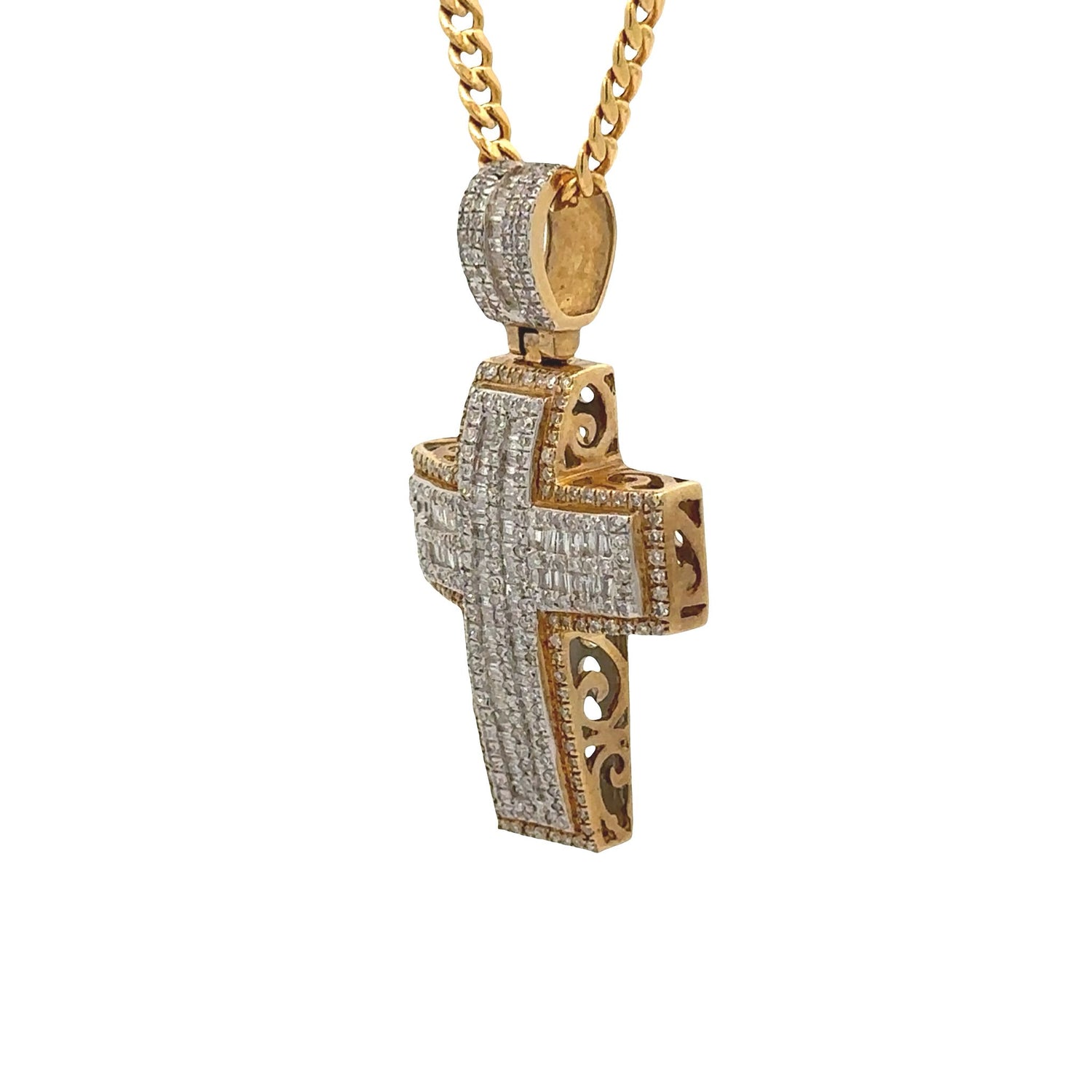 14k yellow gold and diamond Cross Pendant + Ring + Yellow Gold and Diamond Earrings + 14k Yellow Gold chain (Father`s Day Special)