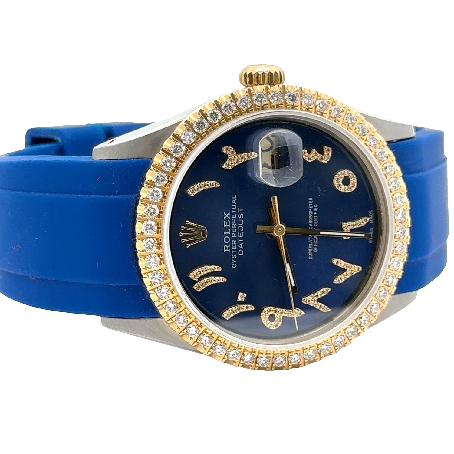 36mm Rolex Watch with Rubber Band + Yellow Gold and Diamond Ring