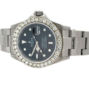 40mm Rolex Watch with Stainless Steel oyster band + White Gold and Diamond Cross Bracelet