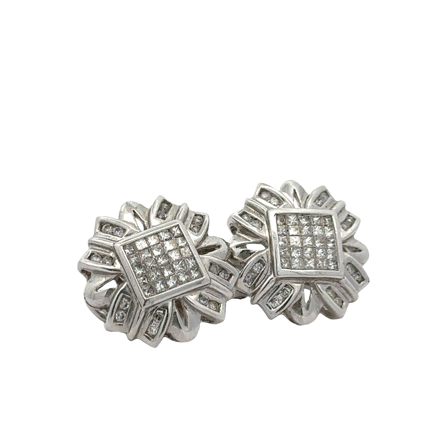 14k white gold and diamond Earrings