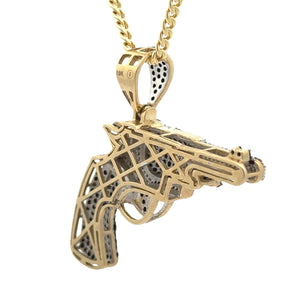 10k yellow gold Gun Diamond Pendant