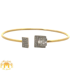 14k gold and diamond Bangle (choose your color)