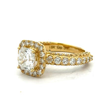 Load image into Gallery viewer, 18K Yellow Gold Engagement Ring – 3.75ct Cushion Cut &amp; Round Natural Diamonds | VS Clarity