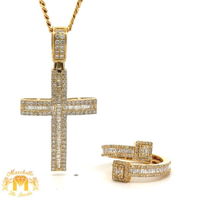 14K Gold Cross Pendant, Diamond Ring & 10K Cuban Chain Set – 5 Piece Jewelry Set.