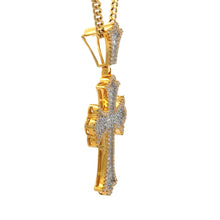 Load image into Gallery viewer, Yellow Gold Diamond Cross Pendant + Cuban Chain | 2.30ct