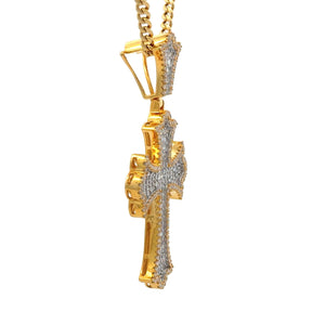 Yellow Gold Diamond Cross Pendant + Cuban Chain | 2.30ct
