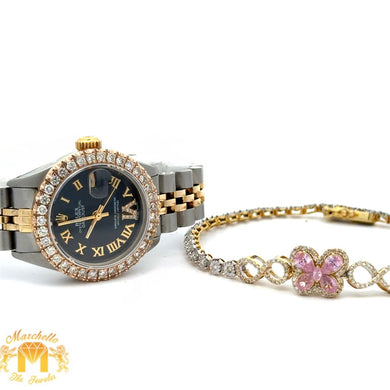 Pre-Owned 26mm Rolex Diamond Watch + Yellow Gold Butterfly Bracelet Set | Marchello the Jeweler