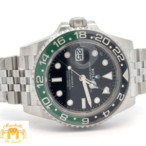 Preowned 40mm Rolex GMT-Master II "Sprite" Watch – Green & Black Bezel – Model #126720VTNR (PAPERS)
