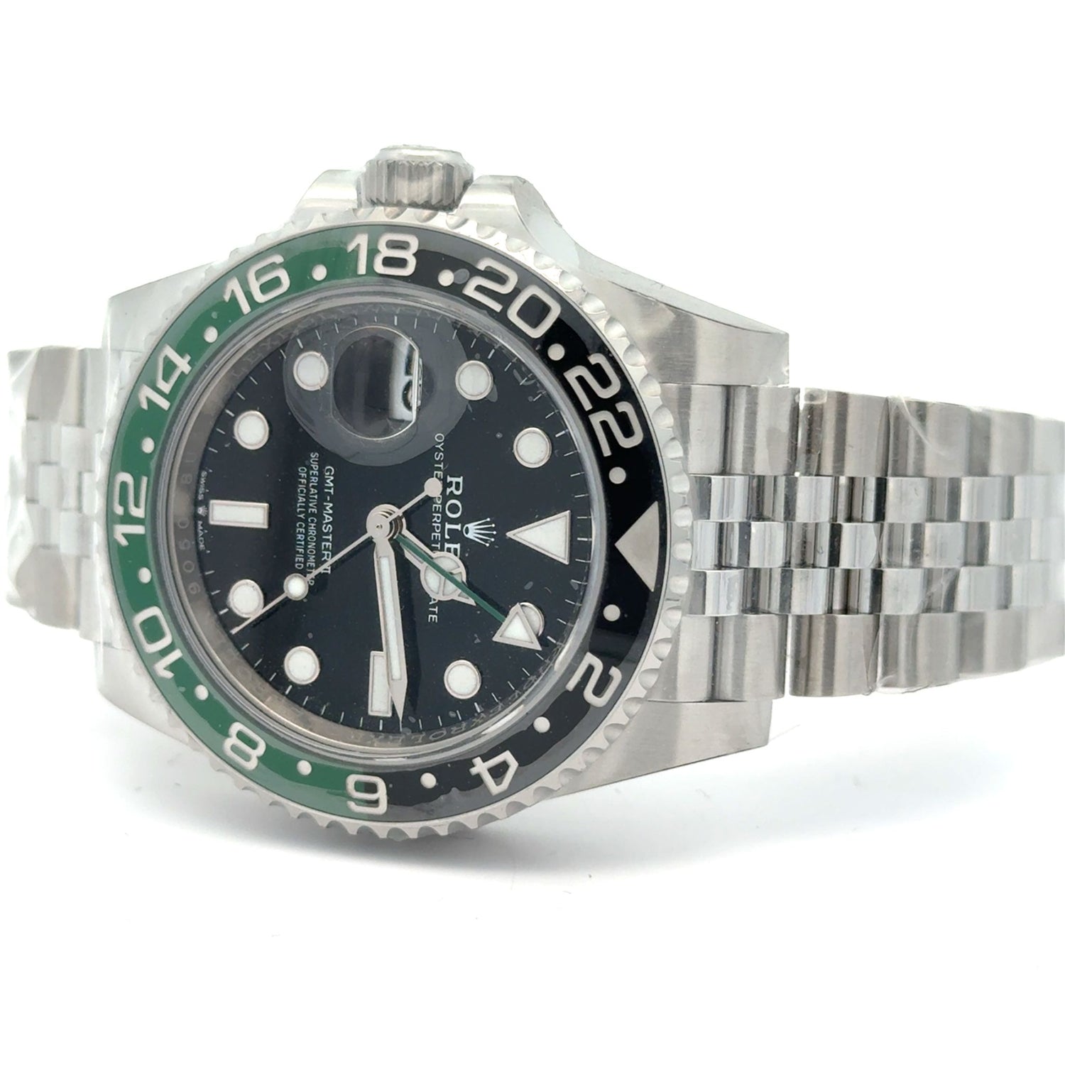 Preowned 40mm Rolex GMT-Master II "Sprite" Watch – Green & Black Bezel – Model 
