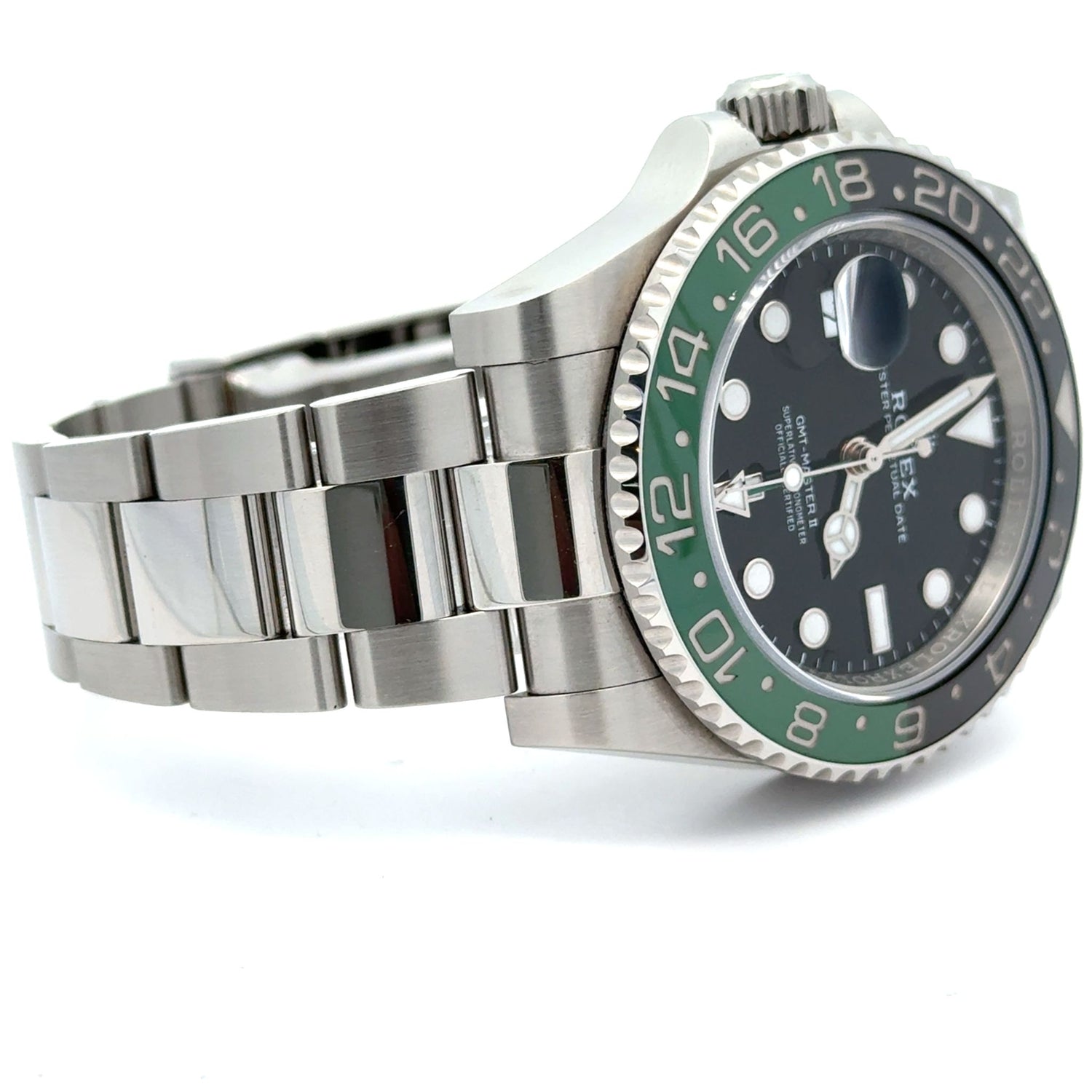 Preowned 40mm Rolex GMT-Master II "Sprite" Watch – Green & Black Bezel – Model 