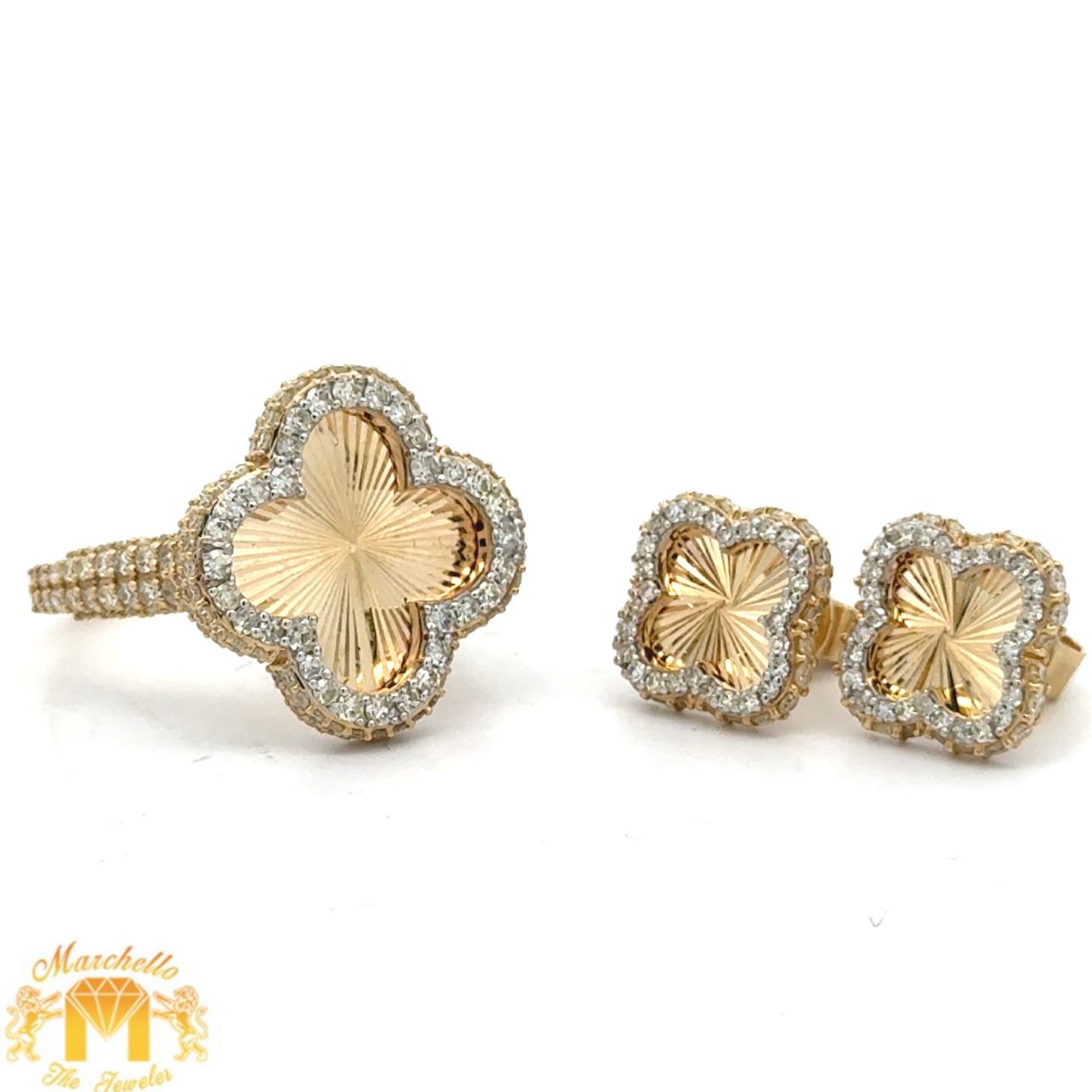 Yellow Gold & Diamond Ring and Earrings Set – Luxury Jewelry | Marchello the Jeweler (choose your color)