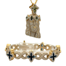Load image into Gallery viewer, Yellow Gold and Diamond Jesus Head Pendant approx. 2.60ct + Bracelet approx. 6.90ct | 5 Piece Jewelry Set