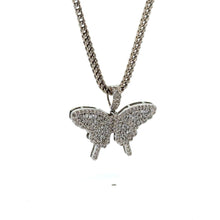 Load image into Gallery viewer, White Gold &amp; Diamond Butterfly Pendant, Earrings &amp; Franco Chain – 4-Piece Jewelry Set